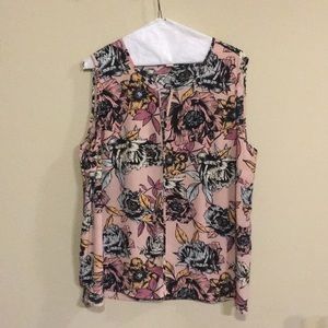 Pale Pink Floral Key Hole Blouse